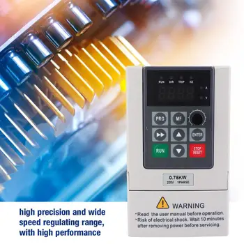 

220V 0.75KW VFD Motor Speed Control Inverter Variable Frequency Drive Inverter 1-Phase Input 3-Phase Output