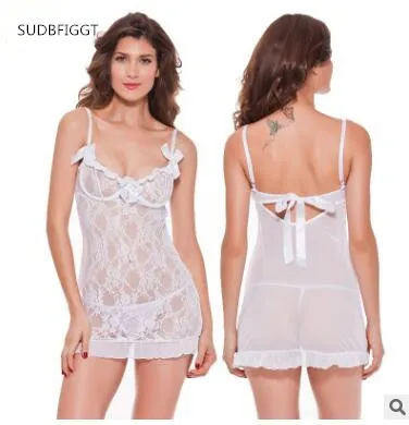 

NEW Arrived 2018 Women sexy lingerie ladies white sleepwear women's see through lace slips Plus size XL-XXL