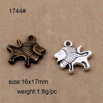 

25pcs--Lions Charms Antique Silver/Antique Bronze Tone Lions Charm Pendant Double Sided 16x17mm