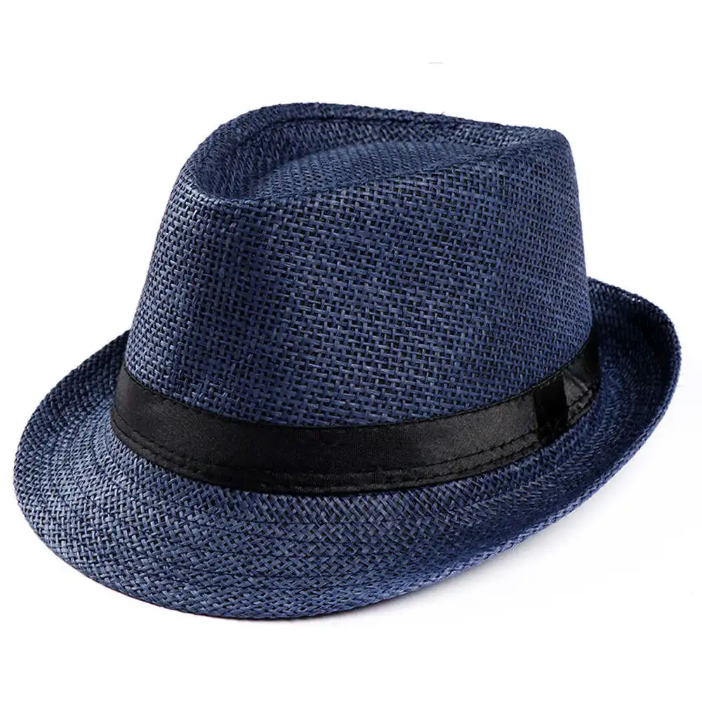 Men Women Caps Summer Sunhat 2018 New Adjustable Trilby Gangster Cap Beach Sun Straw Hat Band Sunhat F#J08 (9)