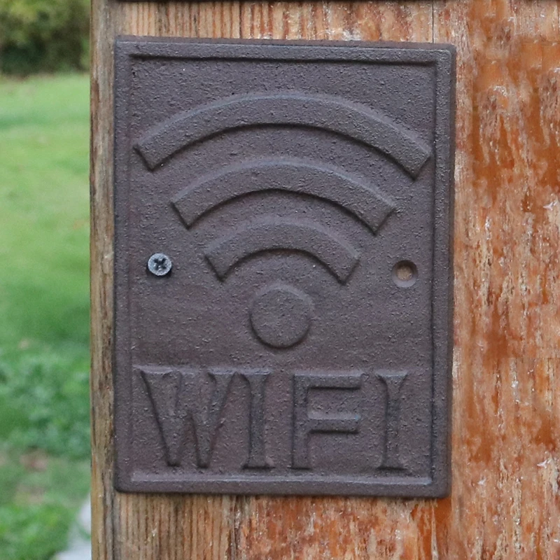 Винтаж чугунный прямоугольник Женщины Мужчины wifi не курить Настенный декор знаки Бляшки