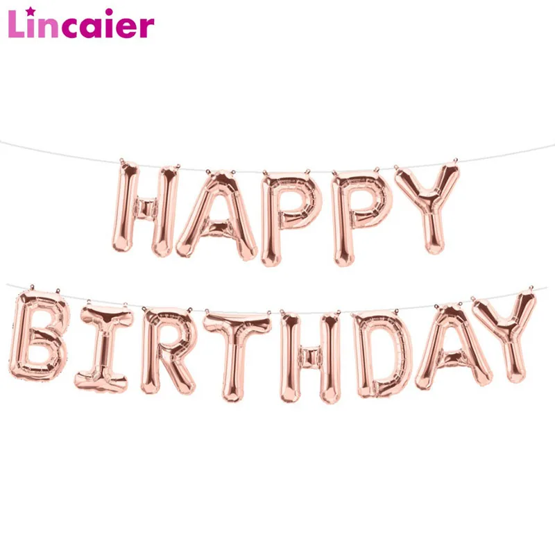 

16inch Rose Gold Happy Birthday Foil Balloons Birthday Party Decorations Adult Man Women 21st 30th 40th 50th 60th Birthday