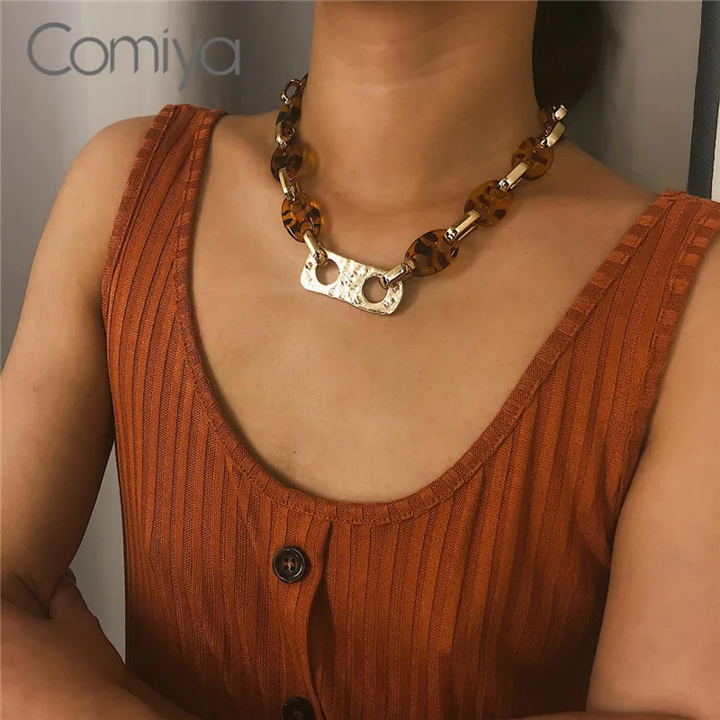 Модные ожерелья Comiya из цинкового сплава звеньевая цепь Круглый Кулон акриловой
