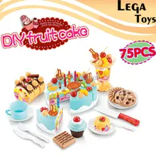 75 шт. торт ко дню рождения DIY Модель претендует игрушки для детей, раннего образования классические игрушки претендует Кухня Еда Пластик игрушки