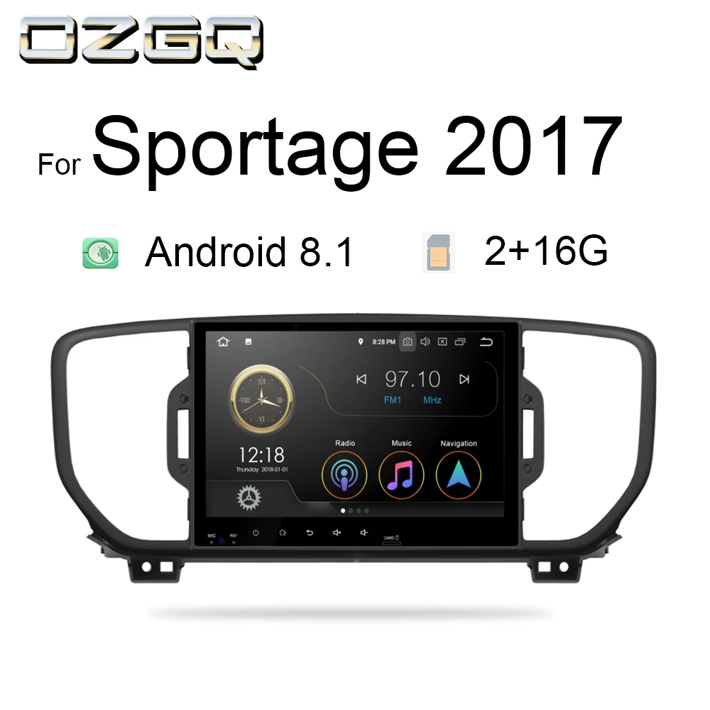 

OZGQ Radio Android 8.1 9.0 System PX30 9'' IPS Screen Auto Multimedia GPS For KIA Sportage 2017 2018 With Bluetooth Mirror Link