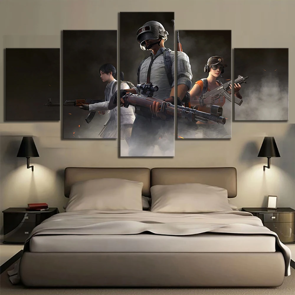 

Modular Hd Prints Pictures 5 Pcs Pubg Battlegrounds Game Home Decor Painting Canvas Poster Wall Art For Living Room Framework