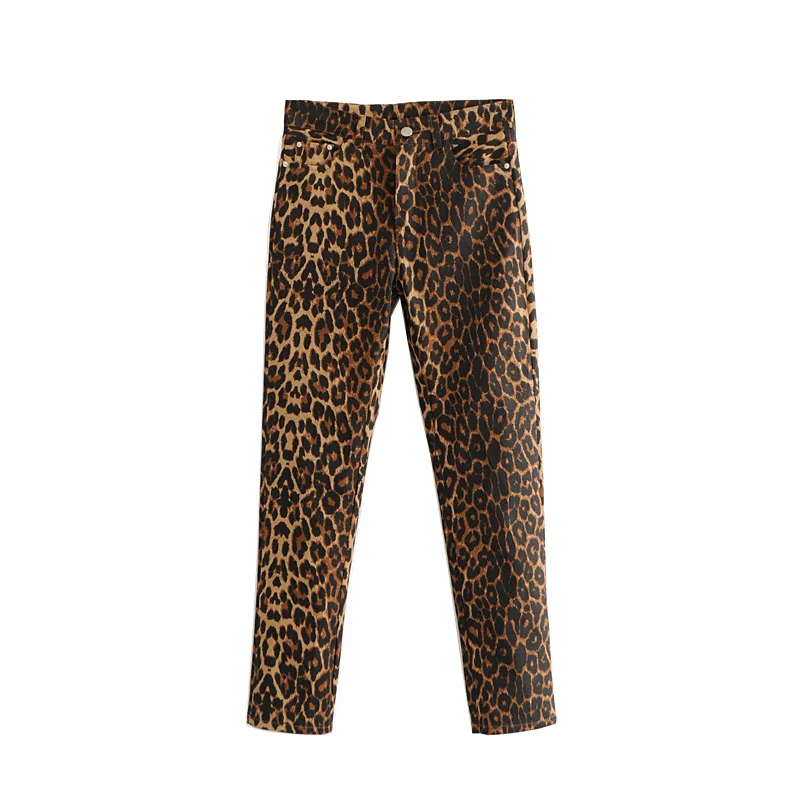 Heydress осенние шикарные джинсы с леопардовым узором Женские джинсовые штаны с высокой талией с животным принтом повседневные брюки
