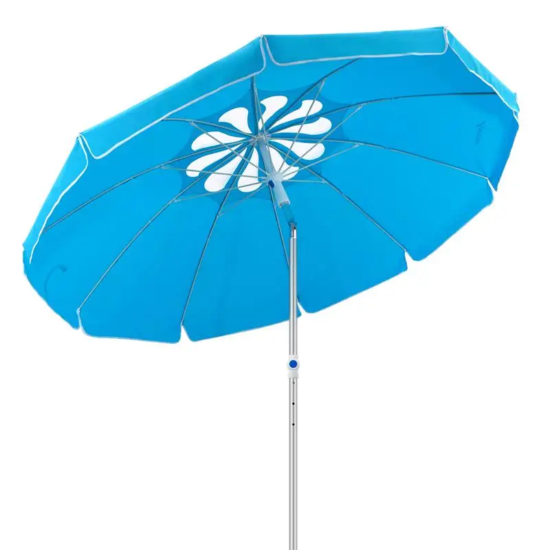 

1PC Flower Design Beach Umbrella UV Protection With Aluminum Pole Portable Wind Beach Umbrella Adjustable Sand Umbrella
