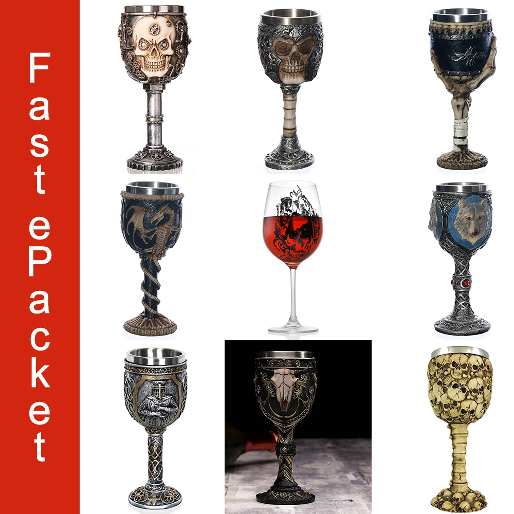 Skull Wine Goblet Glass Plastic Halloween Gift Craft Altar Skulls Cup gothi P6N6