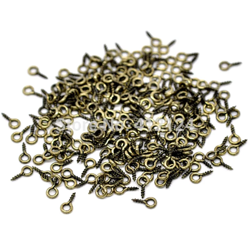 1000Pcs Bronze Tone Screw Eye Alloy Bail Drilled Beads For Jewelry Diy