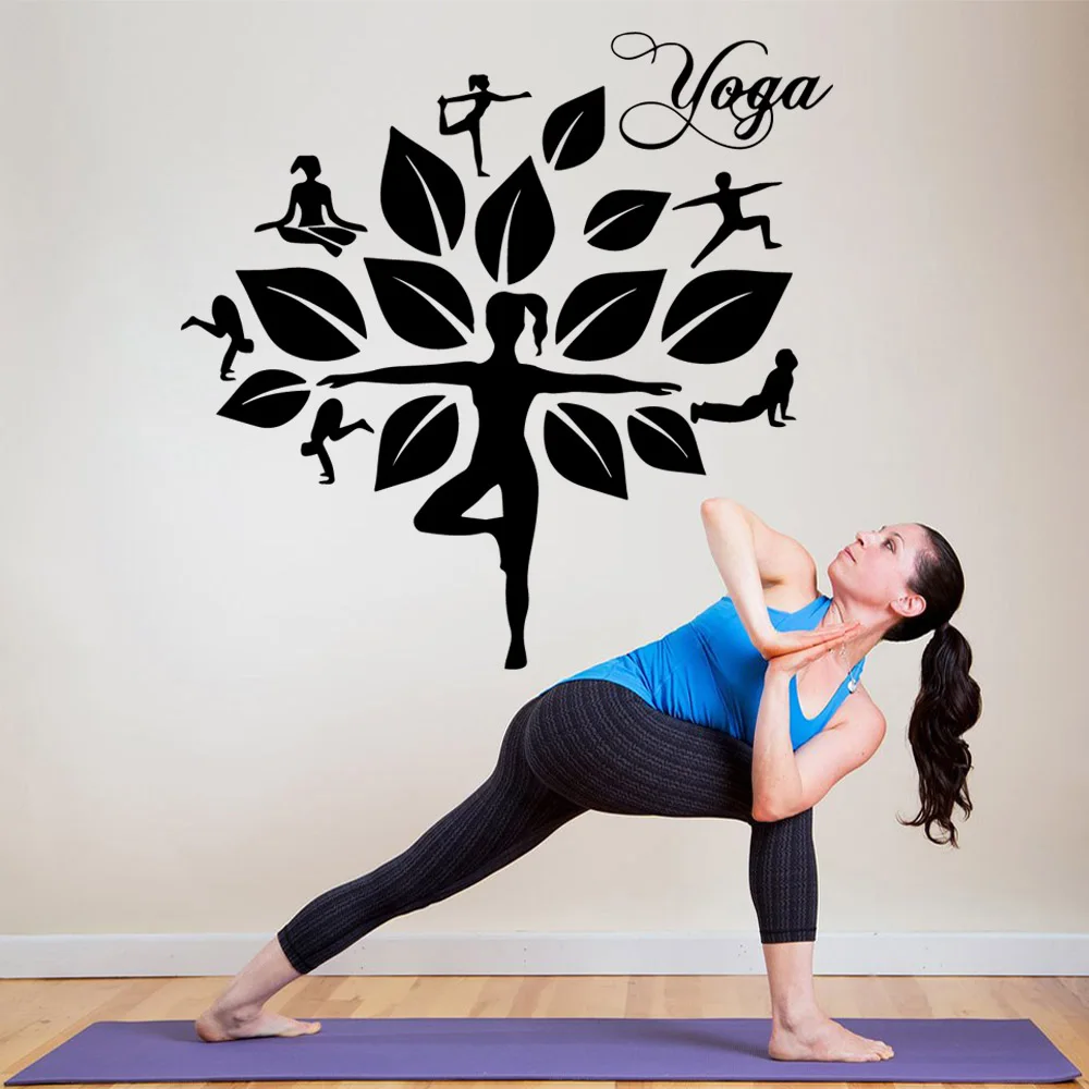 

Drop Shipping yoga Wall Sticker Wall Art For Living Room Mural Bedroom Decor Decorative Vinyl naklejki na sciane