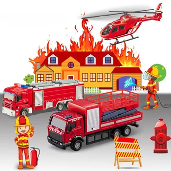 

3 PCs/Set 1:52 Metal Diecasts Simulation Fire Truck Construction Vehicle Model Pull Back Return Car Toys For Children Toys Gifts