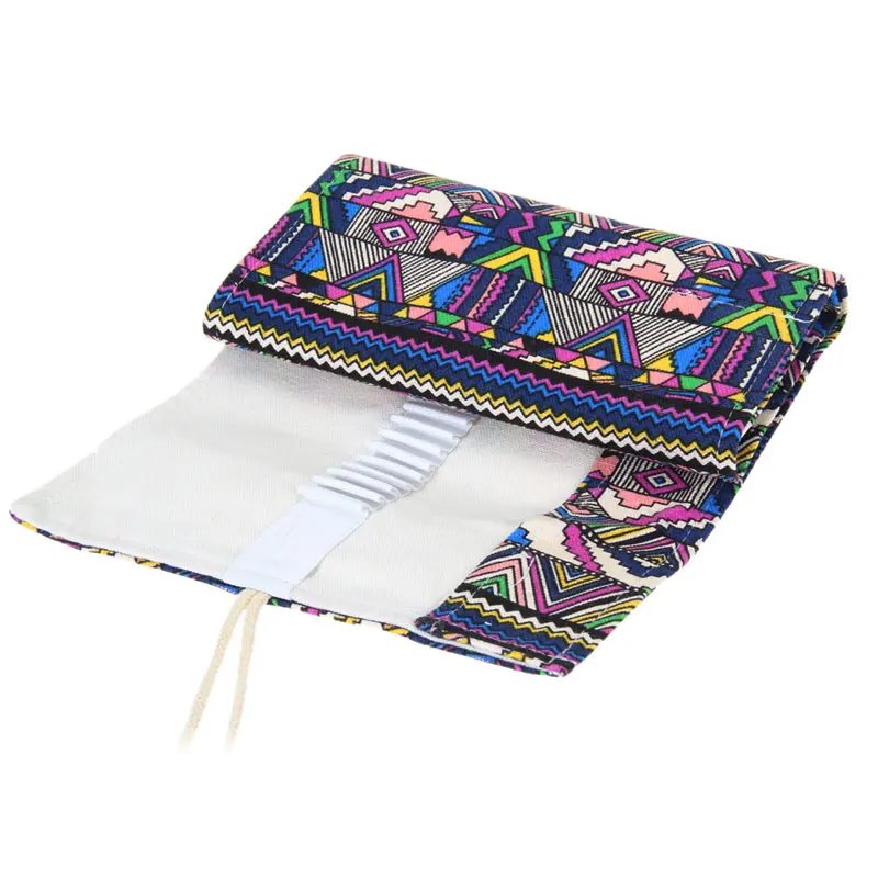 

36/48/72 Ethnic Wind Professional Cosmetic Brush Bag Pen Bag Roll Pouch Printing Pencil Case Canvas Cosmetic Make Up Bag 1STL