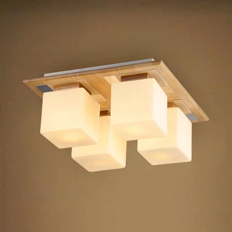 

Nodic Rectangle Wood Suspension Luminaire Lights Surface Mounted Ceiling Lights For Foyer/Study/Bed Room 1-9 head 220V X133