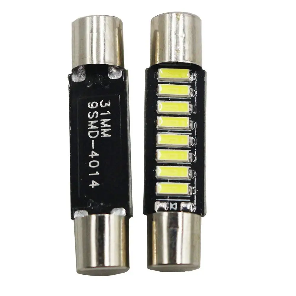 2pcs 29mm T6 31mm 9 SMD 4014 LED Lamp Bulb For Car Interior Sun Visor Vanity Mirror Fuse Light Pure White DC12V car-styling
