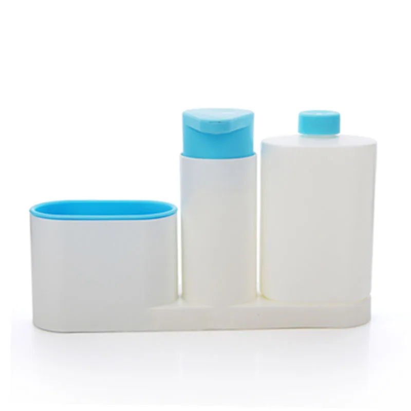 Многофункциональные кухонные стеллажи для хранения жидкого мыла для ванной комнаты, держатель для губки, контейнер-органайзер для зубной щетки, гаджет для приготовления пищи - Цвет: Синий