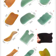 1 шт. натуральный нефритовый камень Guasha массажный инструмент иглоукалывание спа терапия Gua Sha массажер соскабливающая доска антистрессовая 16 видов стилей для тела