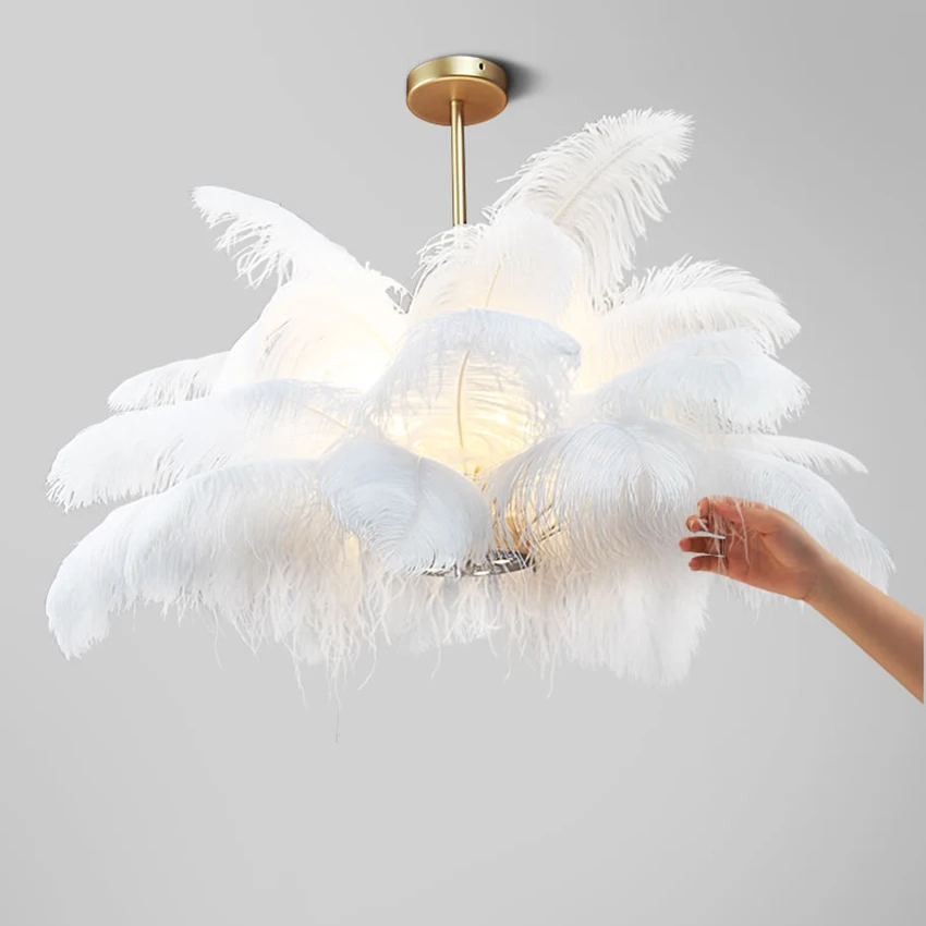 White Feather Chandelier