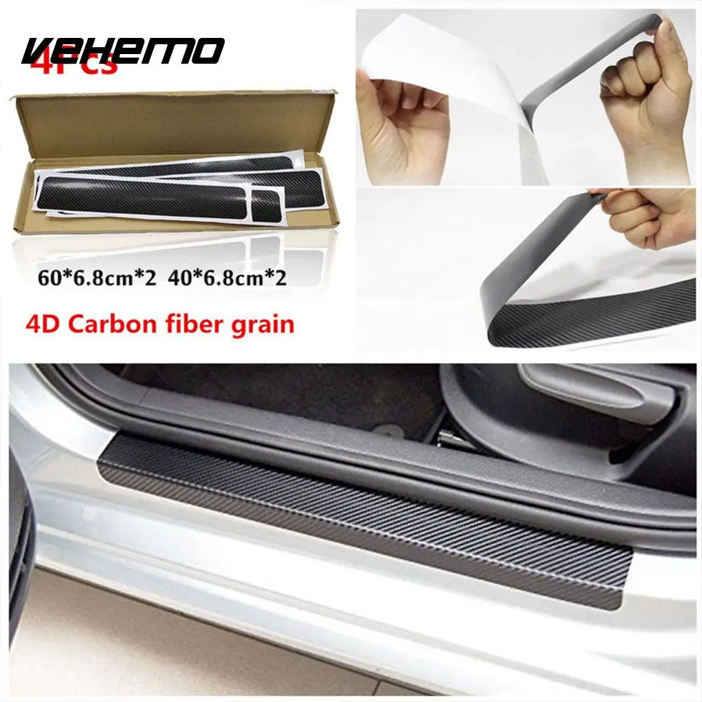 Vehemo Carbon Fiber Vehicle Car Door Sill Sticker SUV Door Sill Decals ...