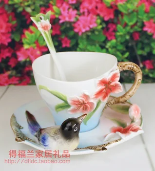 

3D Squirrel Pure Hand-painted Enamel Coffee Mug cup individuality creative mugs Couples of coffee tea cup free shipping