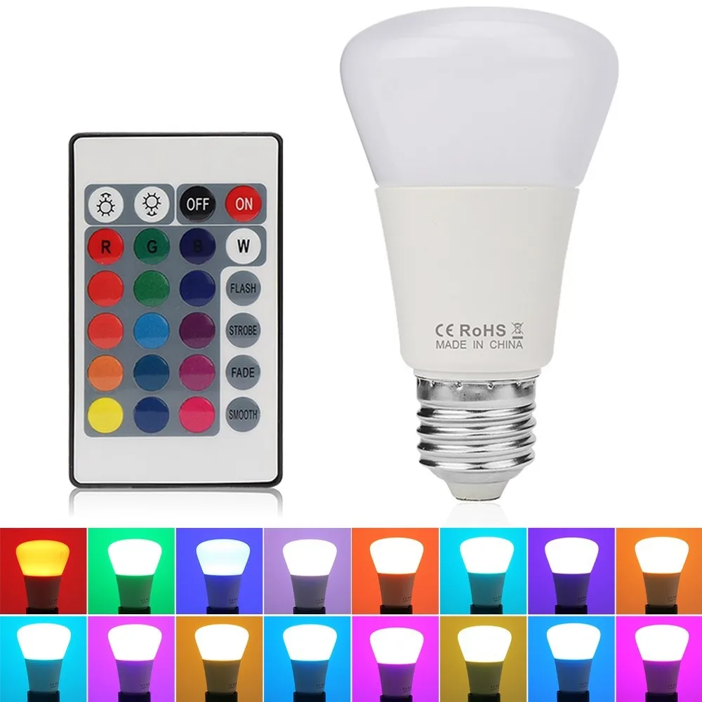 1PCS E27 LED RGB Bulb Lamp AC110V 220V 5W LED RGB Spot Light dimmable