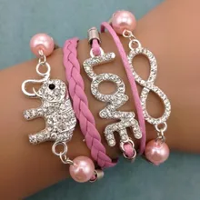 1 шт. бесконечности браслет, слон pearl кожаный браслет 3050 мини-заказ 10