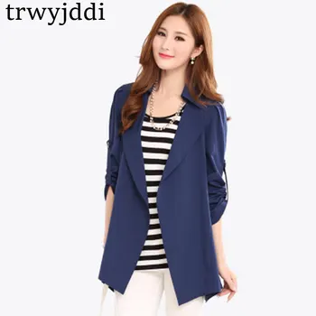 

Spring Cardigan Coat Women Leisure Suit Jacket Windbreaker Solid Large Size Women Adjustable Sleeves Summer Tops Irregular hl209