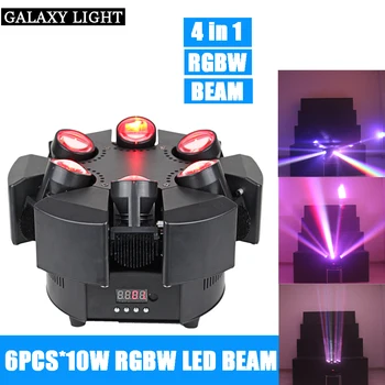 

Moving Head LED beam Stage Lighting 6X10W RGBW 4in1 Professional DMX512 For Disco DJ Music Party KTV Nightclub Lights wedding