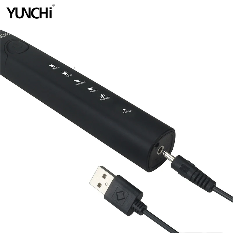 Yunchi Электрический Зубная щётка ультразвуковая щетка сменные насадки USB Перезаряжаемые отбеливание зубов насадки-щетки коробка для зубных щеток