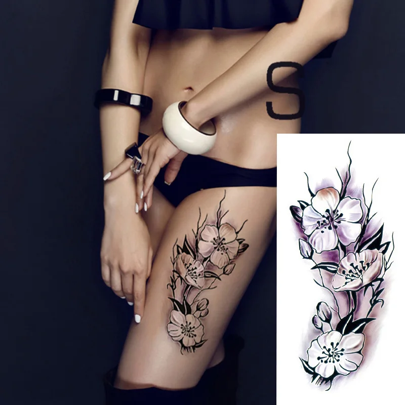 1 шт. временные тату-наклейки 25 стилей Розовые Цветы Роза бабочка татуировка на руку, плечо водонепроницаемые женские большие на ножке тела - Цвет: tbx020