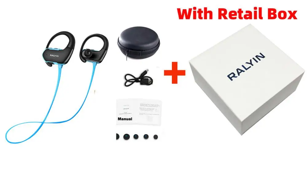 RALYIN M2 Bluetooth спортивные наушники mp3-плеер без потерь наушники Встроенный 8 Гб памяти с ушным крюком микрофон IPX6 водонепроницаемые наушники - Цвет: Blue with box