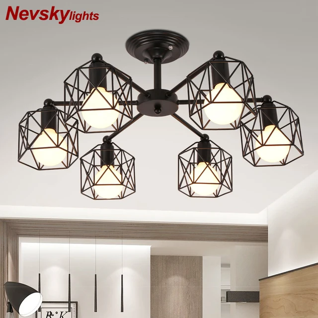 Best Offers Vintage Chandeliers Multiple Rod Wrought Iron Ceiling Lamp E27 Bulb Living Room Lamparas for Home Lighting Fixtures