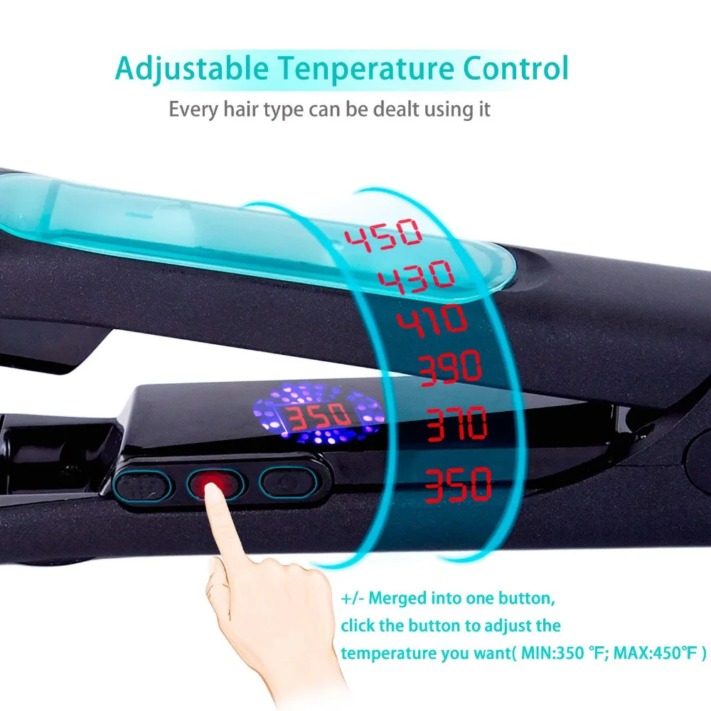 MADAMI Steam Hair Straightener Ceramic Brush Steam Flat Iron Vapor Plate Wet and Dry Led Ferro Hair Iron Steamer Styling Brush (6)