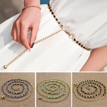 

2019 Personality Fashion Metal Waist Chain Gilding Belt for Women Decoration Dresses Girls Designer Belts Women Belly Chain