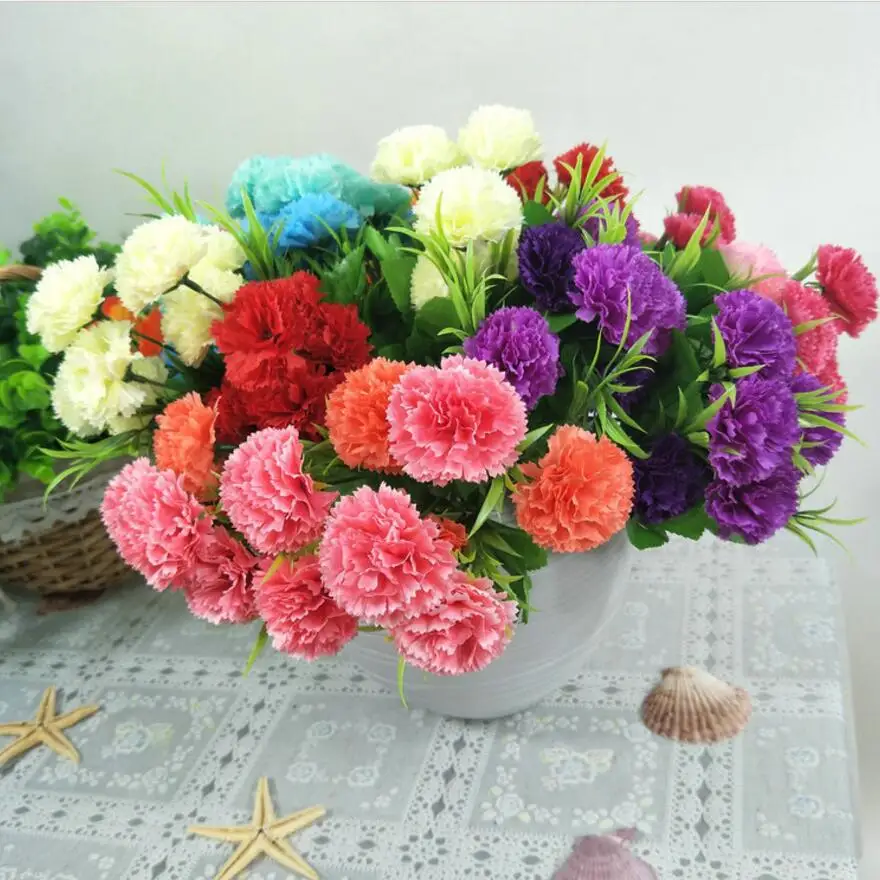 

5pcs Artificial Carnation Branch Plant Wall For Flower Arrangement Props Wedding Bouquet Home Bar Hotel Decoration