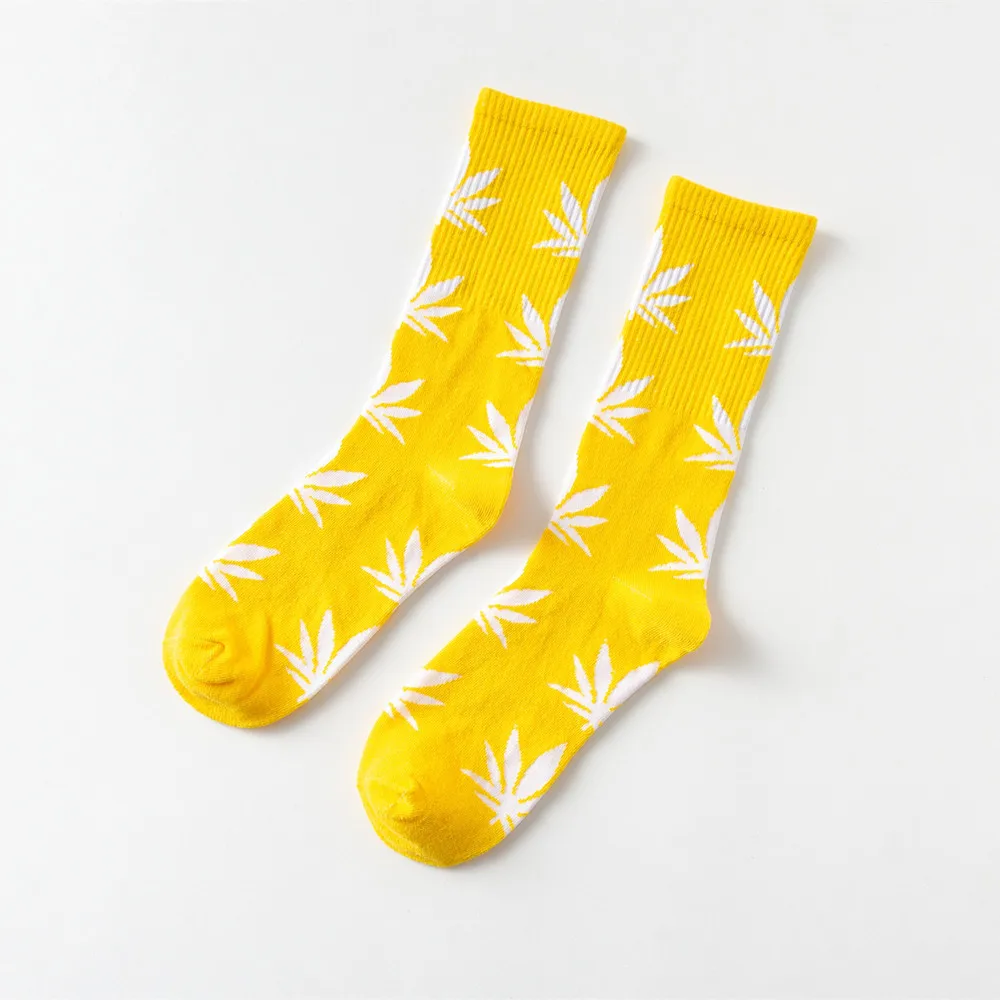 Мужские носки в стиле хип-хоп с рисунком сорняков кленовый лист сумасшедшие забавные носки термостойкие длинные счастливые носки Kanye West Роскошные носки уличная одежда - Цвет: 07