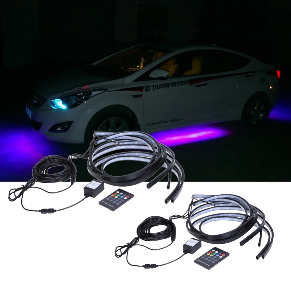 

Новые мощный RGB Красочные флэш Strobe днища Гибкая Glow Системы трубки Светодиодные ленты свет светодиодный Под Базовый освещение автомобиля