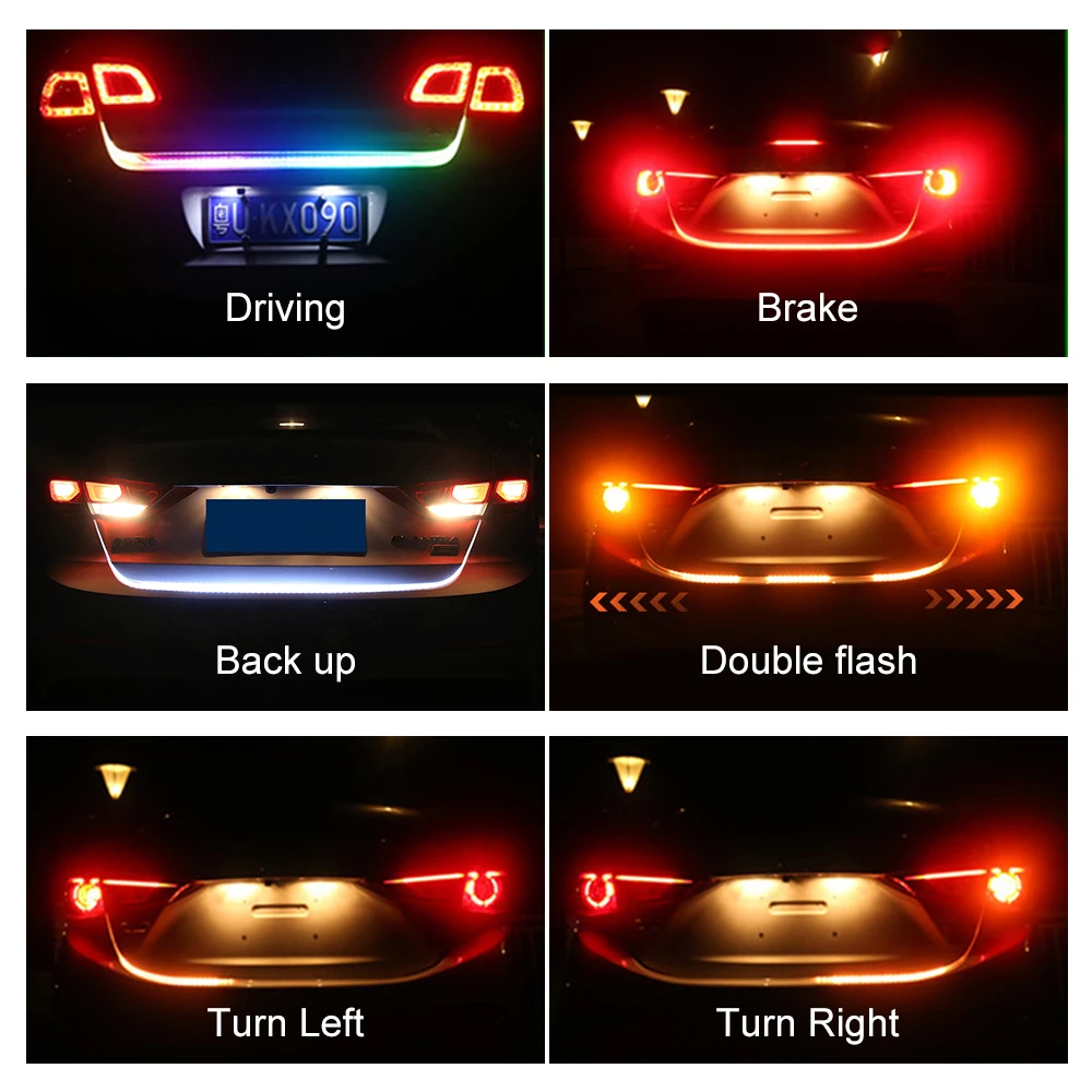 

47.6inch RGB colorful flowing LED strip for car led trunk strip dynamic blinkers turn signal light Tail trunk LED Light