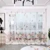 2pcs Peony Flower Print Curtain Tulle Window Treatment Drape Valance Simple Curtain Wear Rod Model 100x200cm L703 - Цвет: Red