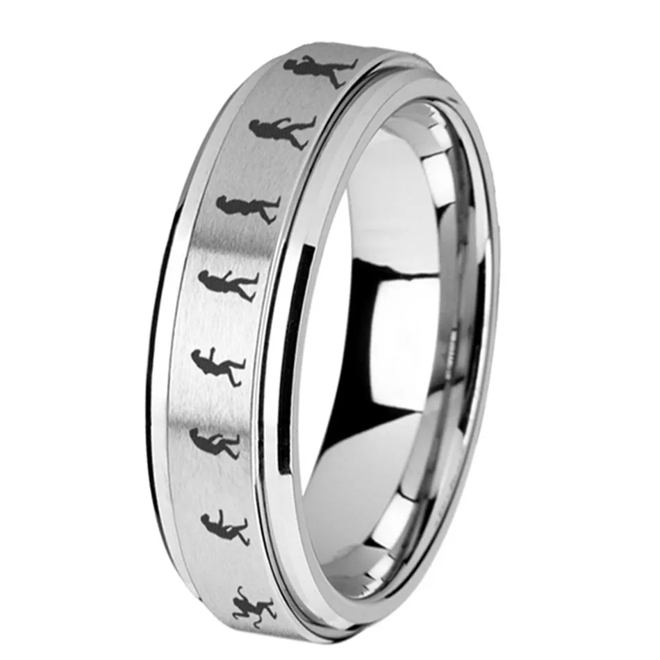 Liumo Trendy Human Evolution Pattern Spinner Rotate Men Stainless Steel Personality Statement Ring Lr676