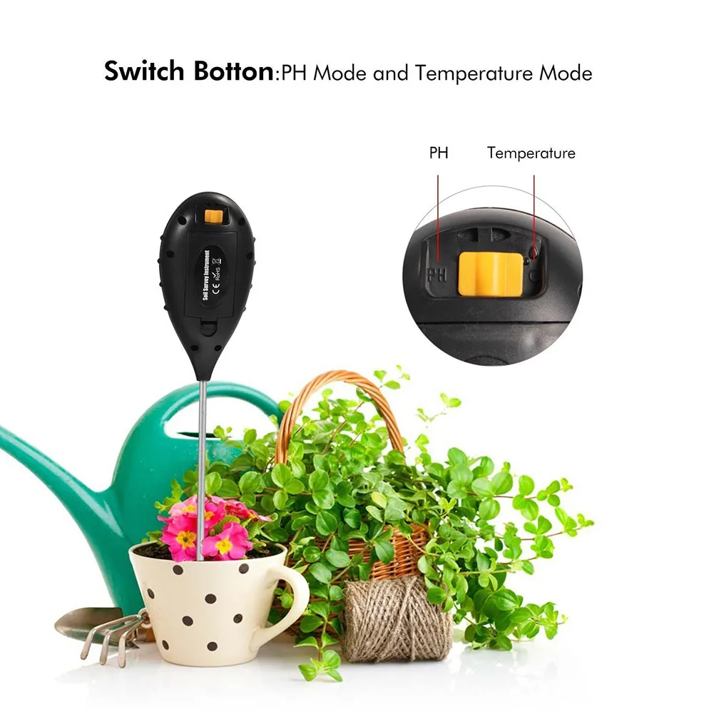 

4-in-1 Soil Teser Moisture Meter PH Level Temperature Sunlight Lux Intensity Instrument for Garden Farm Lawn Plant Grain LB88