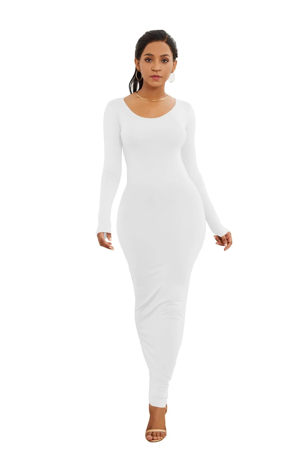 Элегантное женское платье макси облегающее тонкое женское платье с длинным рукавом и круглым вырезом офисное женское платье Vestidos Женский пуловер облегающее платье-карандаш
