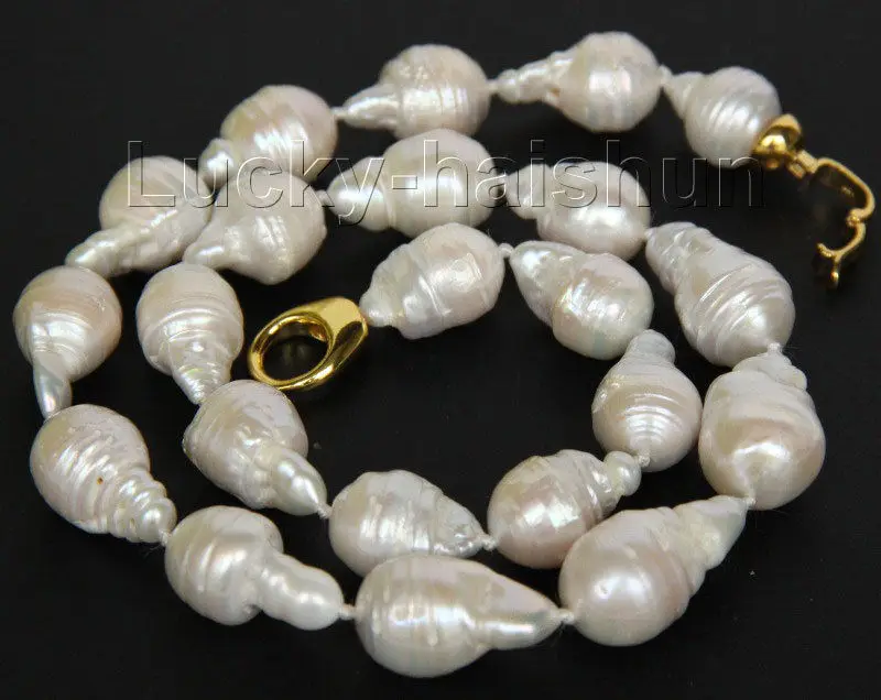

shipping natural 18" 21mm baroque white Reborn keshi pearls necklace j10013