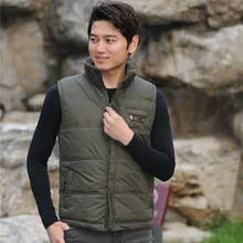 Мужской зимний жилет размера плюс, повседневный однотонный жилет с карманами и воротником-стойкой, Мужской осенне-весенний кардиган на молнии, теплая пуховая верхняя одежда