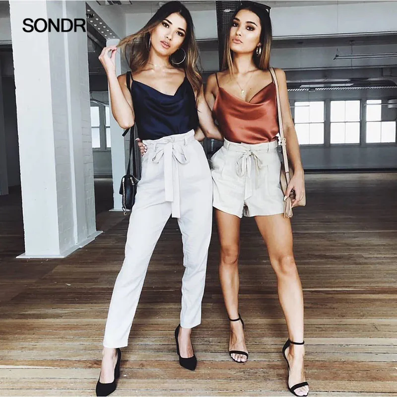 SONDR 2019 Summer Plus Size Women Silk Satin Blouse Camis Sleeveless Strappy Vest Top Tee Costume Casual Shirt Ladies Clothes SONDR 2019 Summer Plus Size Women Silk Satin Blouse Camis Sleeveless Strappy Vest Top Tee Costume Casual Shirt Ladies Clothes