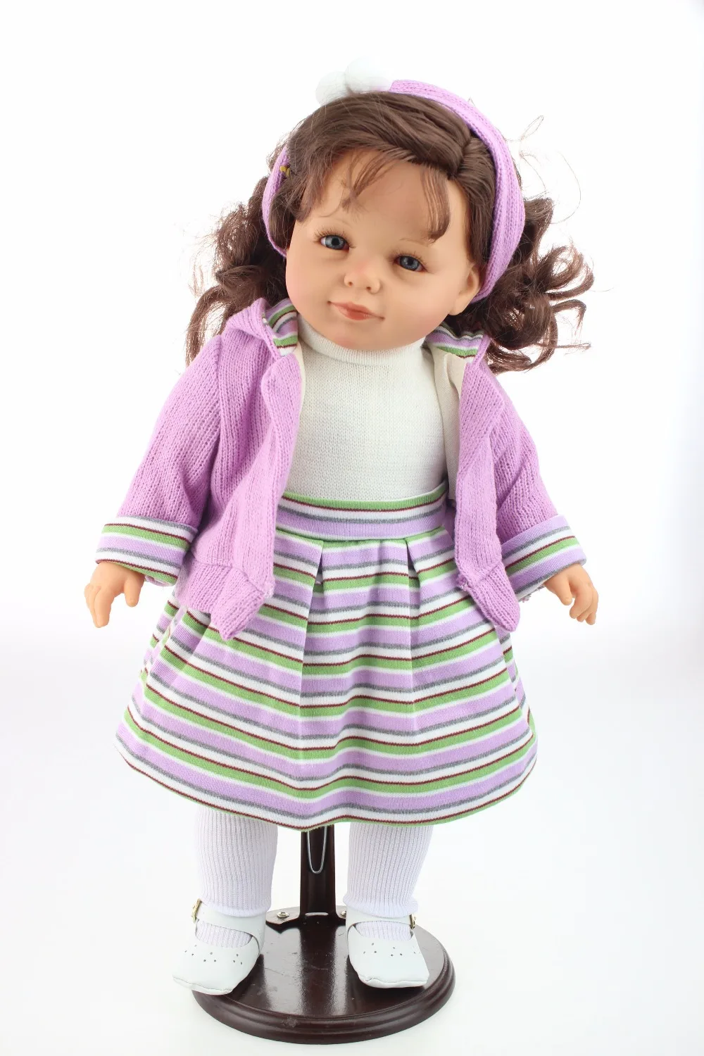 

18 inches reborn baby doll rooted fiber hair lifelike living doll cloth body toys for children free shipping