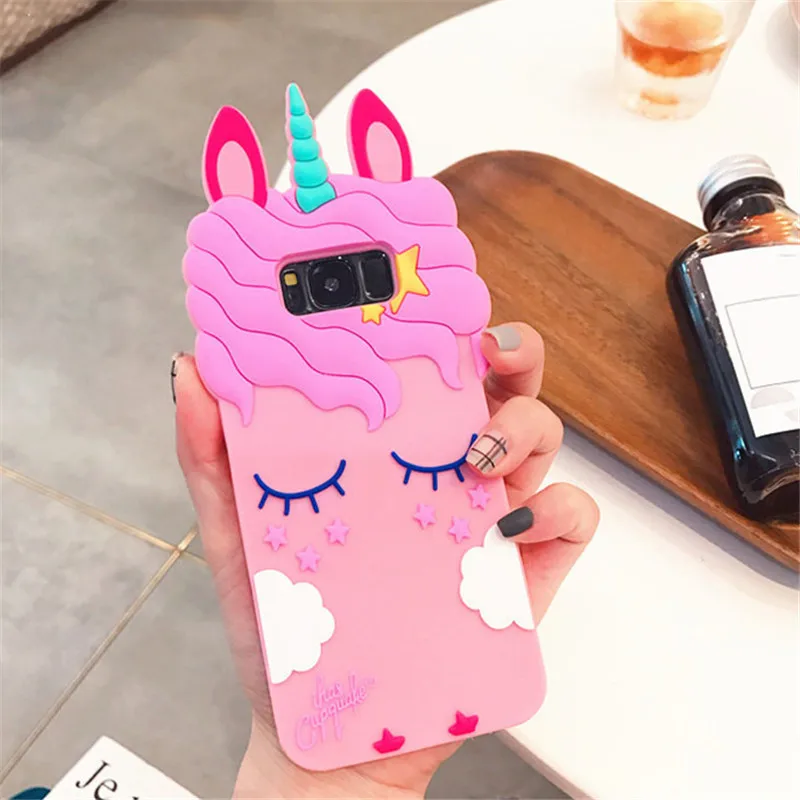 3D Fashion Cartoon Pink Unicorn Soft Silicone Case For Samsung S10 Lite S9 S8 PIus S7 Edge S6 S5 S4 S3 Note 8 9 Galaxy Cover |