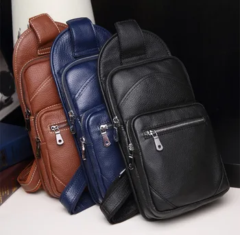 

New Men Genuine Leather High Quality Cross Body Messenger Shoulder Sling Day Pack Chest Bag