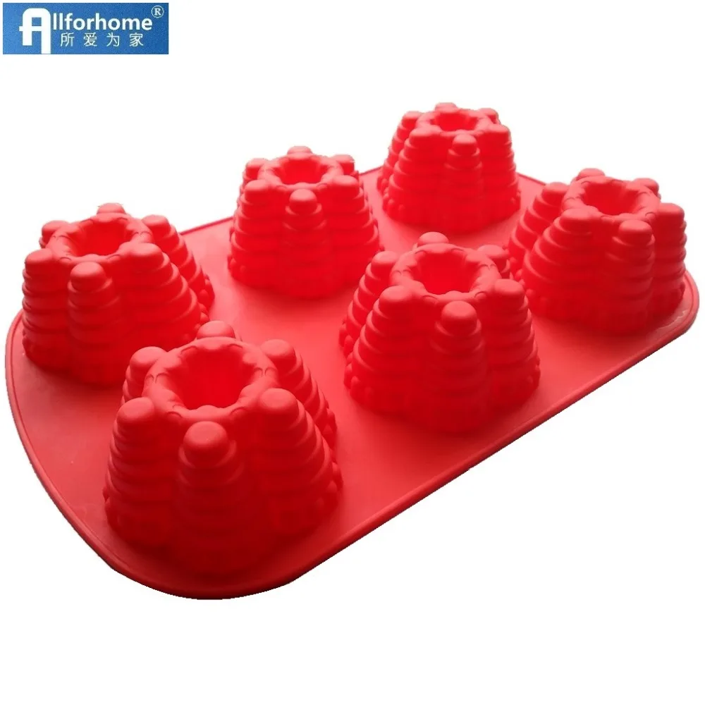 

6 Pyramid Silicone Cake Pan Bakeware Soap Chocolate DIY Mold Cupcake Baking Pan Tray Hollow Chiffon Cake Muffin Pan Mousse Mould