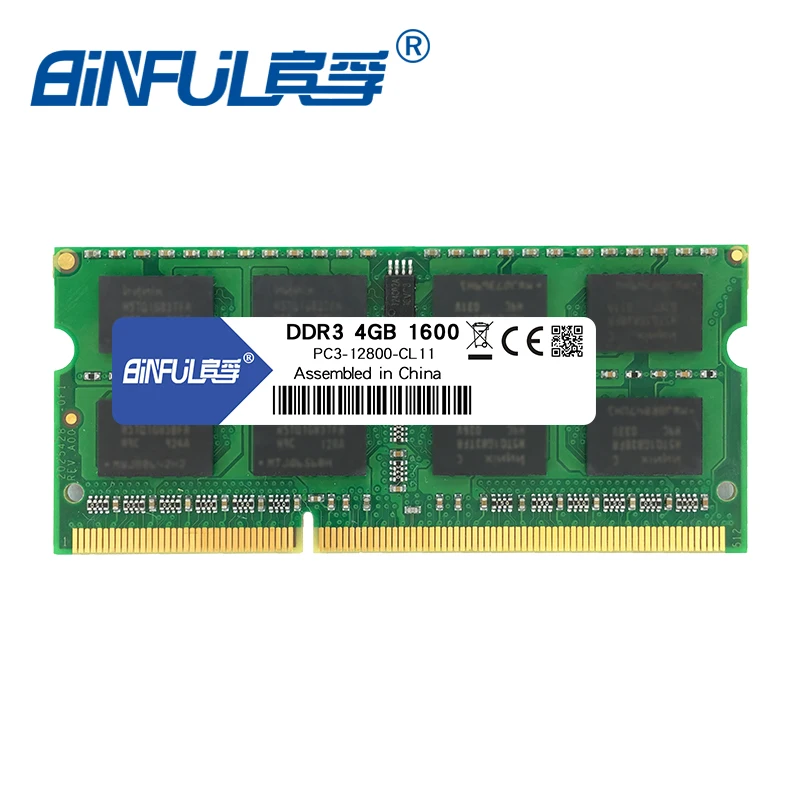  Binful DDR3 4GB 1600MHz PC3-12800 for laptop RAM Memory 204pin Notebook 1.5V voltage